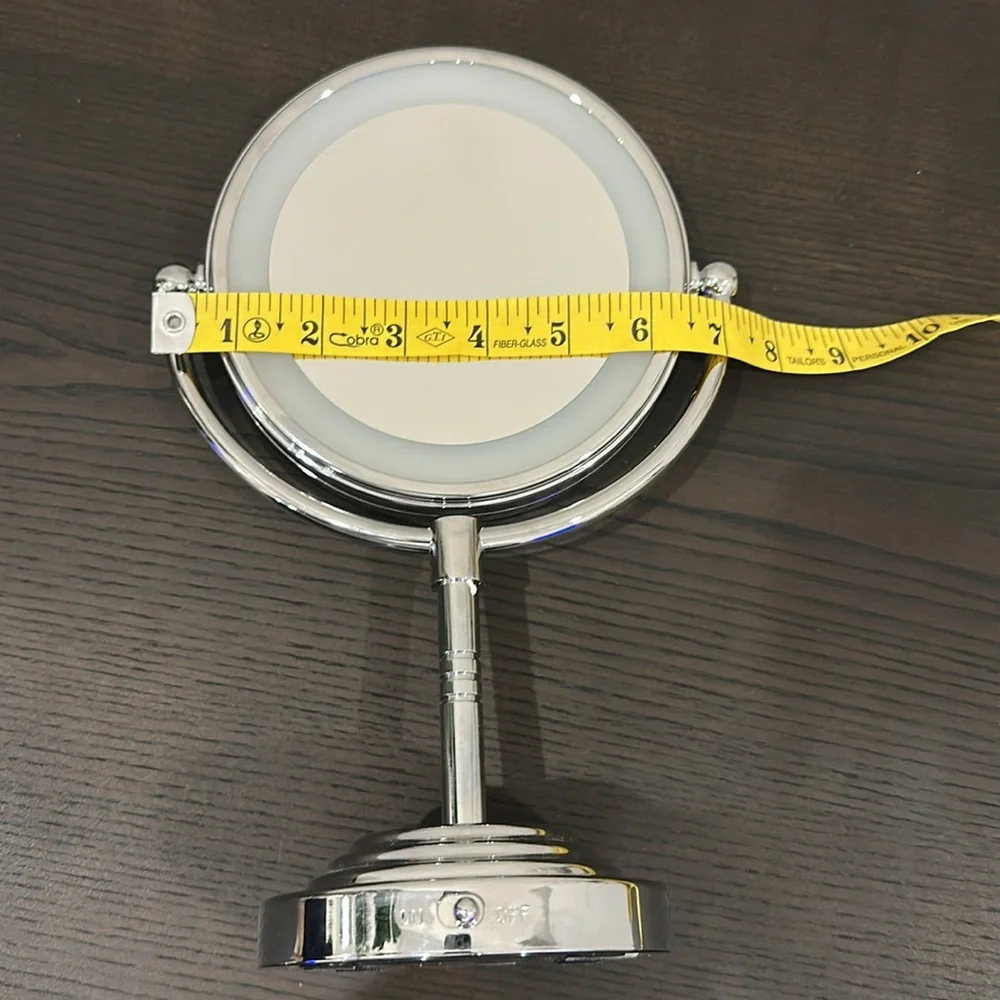 Small Silver Double-sided Lighted Vanity Mirror